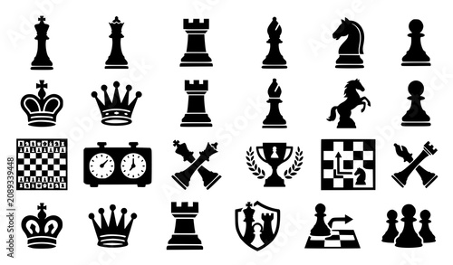 Photos Premium Chess Silhouette Vector Set Chess Figures Chessboard Icons and Strategy