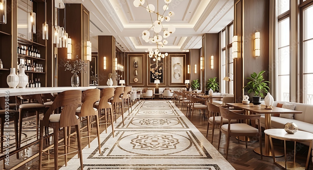 Obraz premium Luxury restaurant interior with elegant decor.