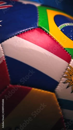 Rotating Soccer Ball with World Flags Focused on France