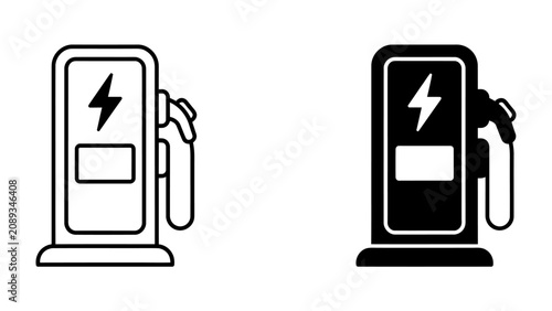 Bild auf Leinwand Electric Vehicle Charging Station: Icon representing an electric vehicle charging station with a lightning bolt symbol, signifying eco-friendly transportation and modern technology