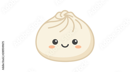 Foto Cute cartoon baozi dumpling with happy smiling face.