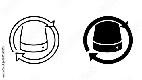 Bilde på lerret Circular Arrows Icon with Cylinder: A simple and modern design featuring two icons: one in outline and one in solid black