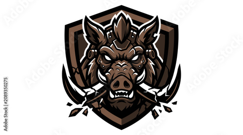 Schilderij op canvas Fierce Wild Boar Mascot Emblem for Sports Team.