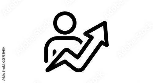 Konstfotografi Minimalist icon of person with rising arrow graph.
