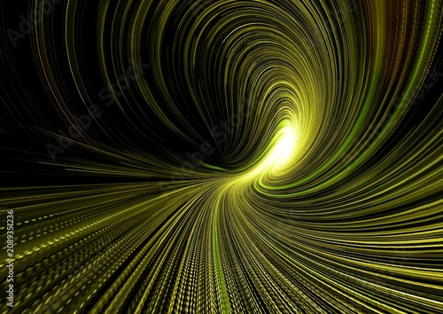 金色の光が渦を描く幻想的な銀河風アブストラクト背景
