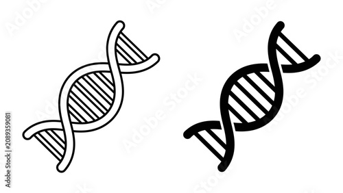 Bild auf Leinwand DNA Helix Icons: Two stylized representations of the DNA double helix, one outlined and the other filled, symbolize genetics and molecular biology