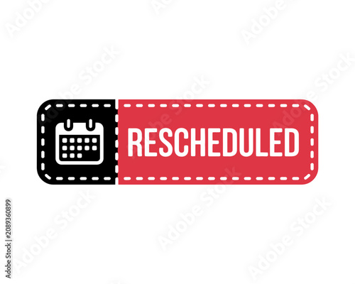 Rescheduled appointment notification badge with calendar icon for business scheduling updates