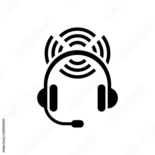 Foto Black Headset with Microphone Icon.