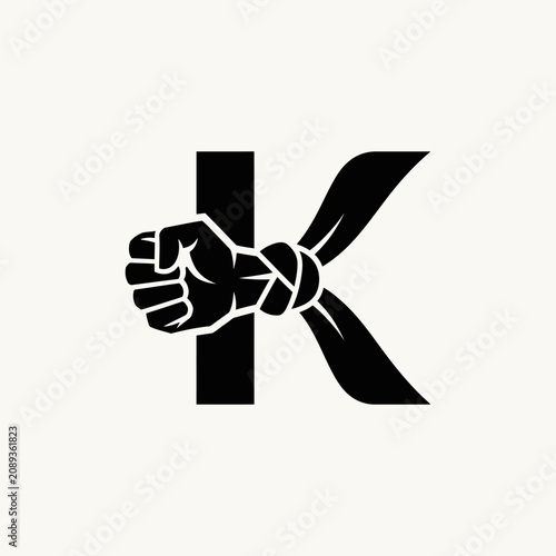 Tableau sur toile Black fist with tied wrist.