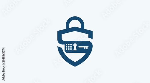 Canvas Print Padlock with shield and key icon.