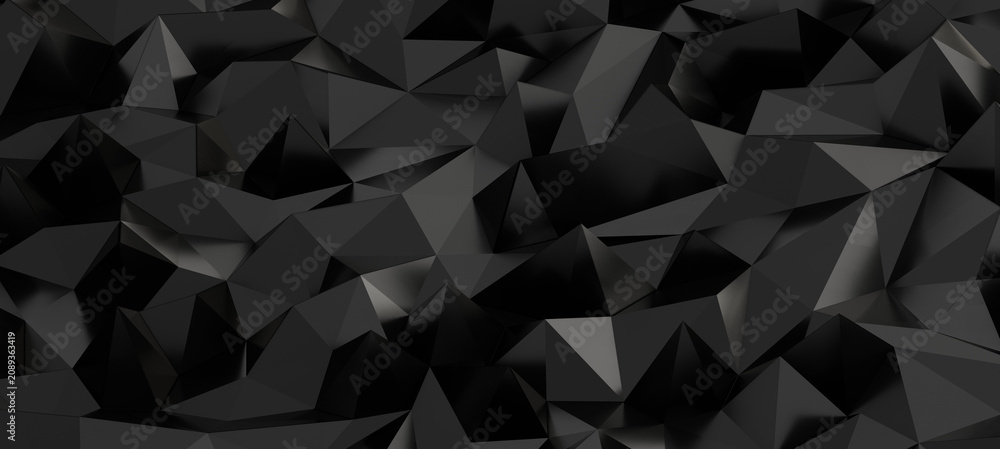 Obraz premium Dark abstract geometric low poly background with depth and shadows