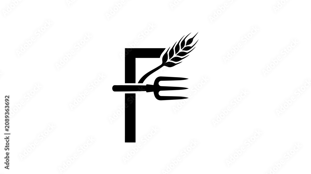 Εκτύπωση καμβά Fork with wheat on prong.