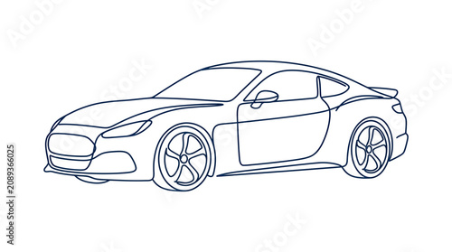 Modern Sports Car Single Line Drawing - Sleek Automotive Design