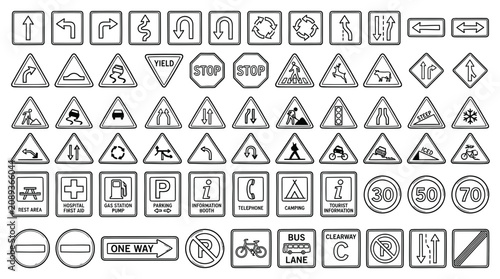 Hand Drawn Traffic Signs Collection Vector Illustration