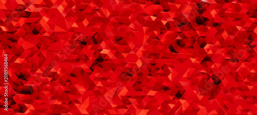 Cuadro en lienzo Dynamic red geometric pattern with faceted surfaces and light reflections