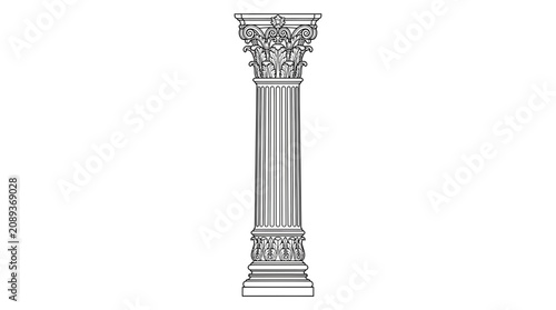 Corinthian Column Illustration - Ancient Greek Architectural Element Vector
