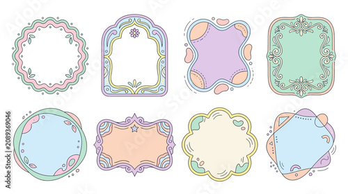 Cute Pastel Decorative Frames and Borders Collection