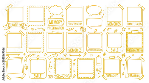 Hand-drawn Photo Frames & Memory Elements - Scrapbooking & Storytelling Graphics