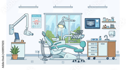 Modern Dental Clinic with Chair and X-ray Display
