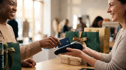 Black Friday Checkout Moment with Diverse Customers Using Payment Card