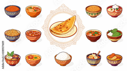 Indian Food Platter: Assortment of Curries, Lentils, Rice & Naan