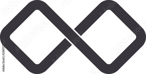 Foto Infinity symbol made from two dark gray interconnected rounded squares on a whit