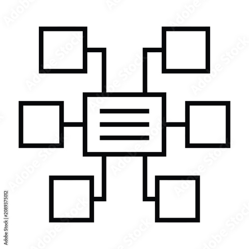network diagram with central node and connected boxes