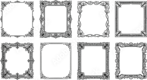 Photos Set of vintage ornate picture frames, decorative borders, and baroque style fram