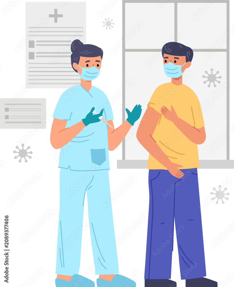 Obraz premium Medical worker administering a shot to a patient as part of a healthcare campaign