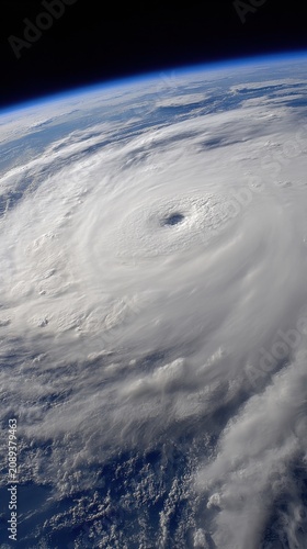 Hurricane Viewed from Space Station Orbit Aerial Perspective of Storm Cloud Formation