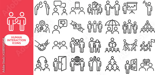 Foto Human Interaction Network outline icon set