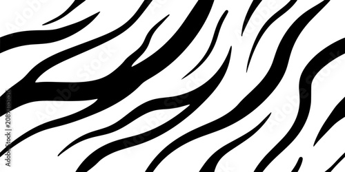 Black and White Abstract Tiger Stripes Pattern Vector Illustration Featuring Animal, Print, Texture with Design and Graphic