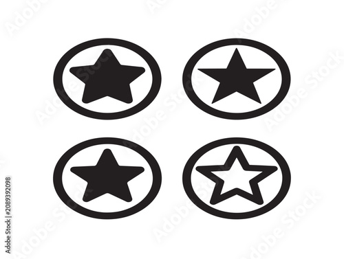 Black star icons inside circular frames in a minimalist vector illustration
