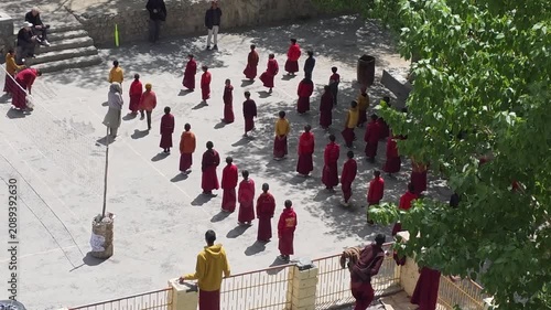 Buddhist Monks During a Traditional Prayer Session