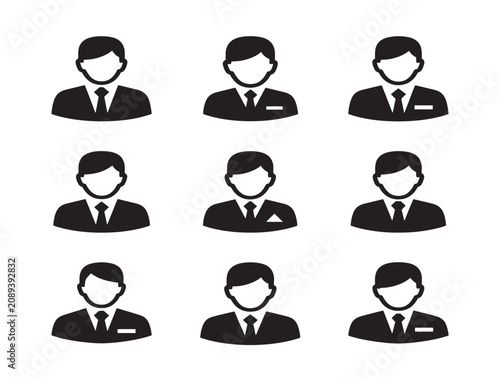 Professional CEO Solid Black Silhouette Icon Set for Corporate Business Identity