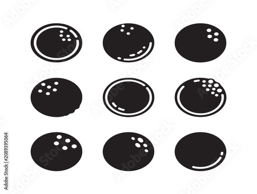 Solid Black Snowball Silhouette Icon Set Featuring Minimalist Round Shapes