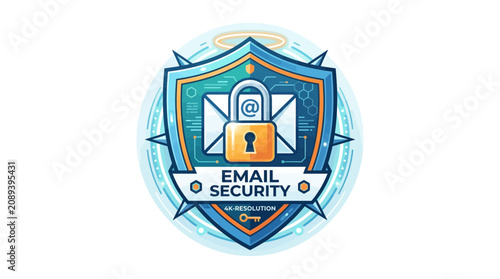 Email Security Shield Icon with Lock and Envelope - Cyber Protection Concept