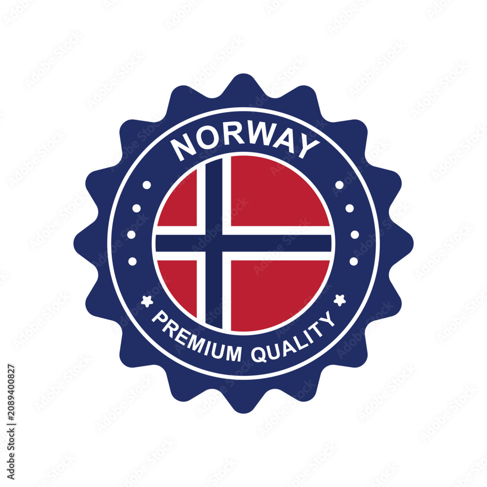 Fototapeta premium Norway Premium Quality Badge with National Flag