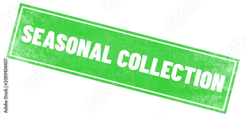 Green Seasonal Collection stamp on white background in distressed texture for marketing materials on Transparent Background