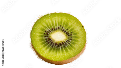 Obraz na płótnie Isolated fresh, vibrant green kiwi fruit slice, a healthy and refreshing tropical snack