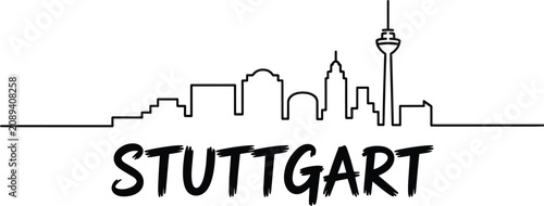 Fotografie Stuttgart city skyline vector silhouette design representing urban landscape architecture with modern buildings and tv tower structure