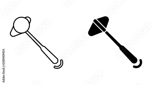 Tableau sur toile Medical Reflex Hammer: Two reflex hammers, one outlined and one solid black, displayed side by side