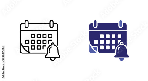 Calendar notification icon vector illustration - Blue icon set - Modern style icon  - Glyph and solid icon set - Icon vector