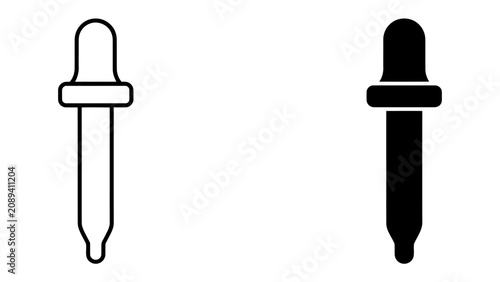 Schilderij op canvas Pipette Icons: Two pipette icons, one outlined in white and the other solid black, represent scientific tools used for precise liquid measurement