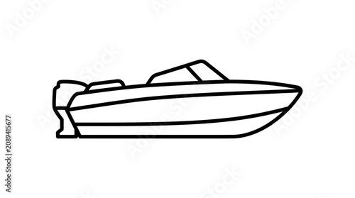 Sleek Speedboat Icon Outline Vector Art