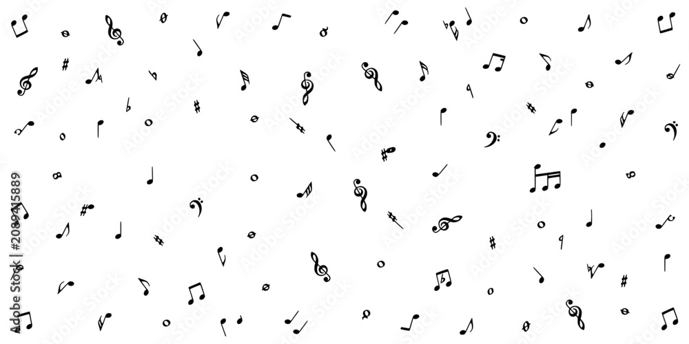 Obraz premium Dense Abstract Pattern Scattered Musical Notes and Symb Abstract Visual Background with Clean Commercial Design Style