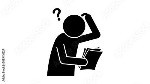 Cuadro en lienzo A person confused while reading documents.