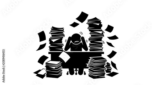 Cuadro en lienzo overwhelmed office worker with paperwork.