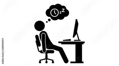 Obraz na plátne Man sleeping at desk in office.