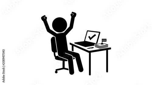 Fotografija Person celebrating success with laptop.